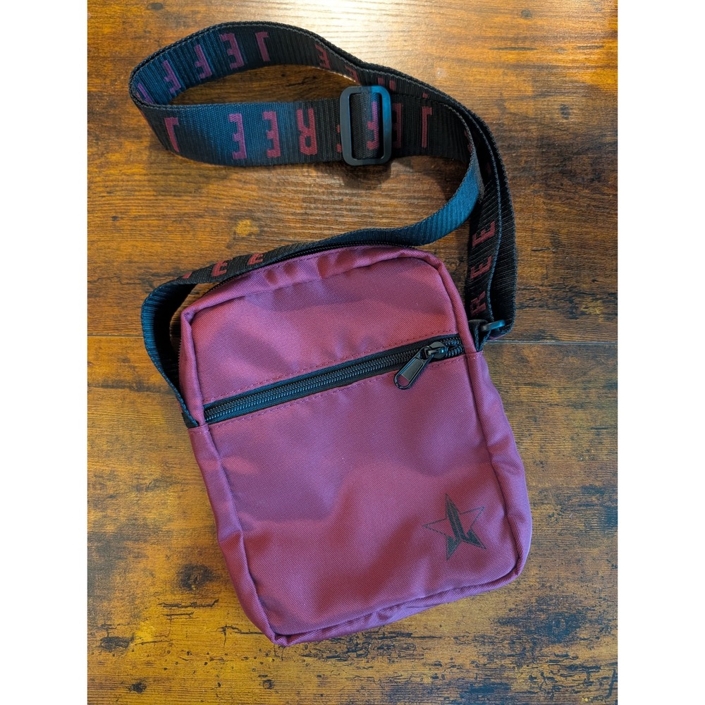 Jeffree Star Burgundy Crossbody Side Bag Logo Strap Limited Edition Cosmetic Bag